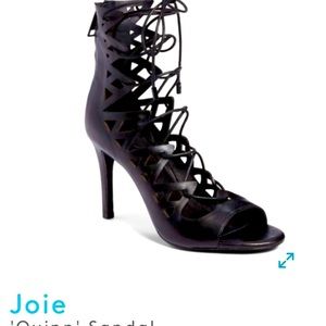 JOIE Quinn cutout leather lace up heels